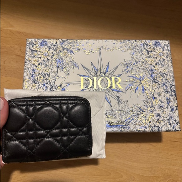Lady Dior Black Lambskin Quilted Small Wallet NWT - Picture 1 of 8